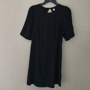 Old Navy Dress Fit & Flare Puff-Sleeve Smocked Cutout Mini Dress Black Medium